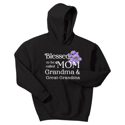 Blessed To Be Called Mom Grandma & Great Grandma Kids Hoodie