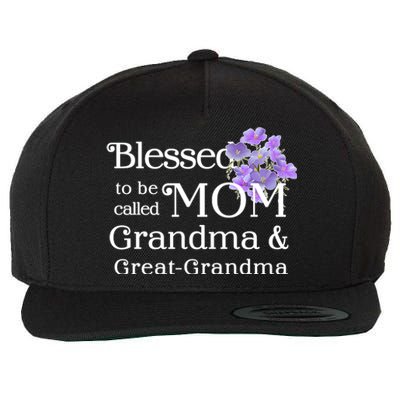 Blessed To Be Called Mom Grandma & Great Grandma Wool Snapback Cap