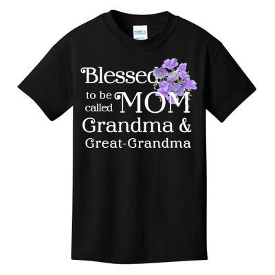 Blessed To Be Called Mom Grandma & Great Grandma Kids T-Shirt