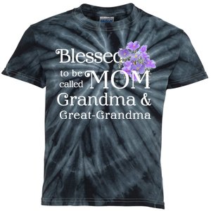 Blessed To Be Called Mom Grandma & Great Grandma Kids Tie-Dye T-Shirt