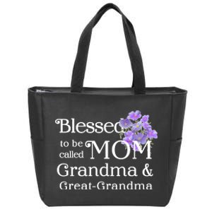 Blessed To Be Called Mom Grandma & Great Grandma Zip Tote Bag