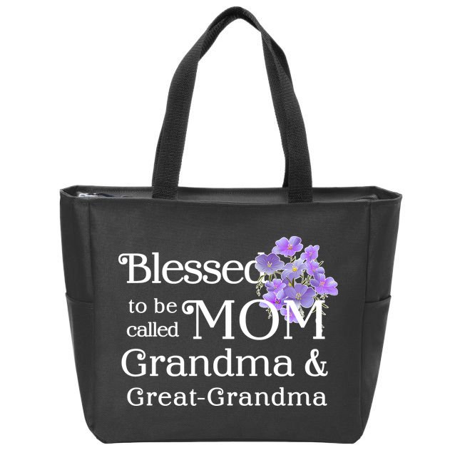 Blessed To Be Called Mom Grandma & Great Grandma Zip Tote Bag