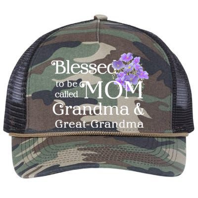 Blessed To Be Called Mom Grandma & Great Grandma Retro Rope Trucker Hat Cap