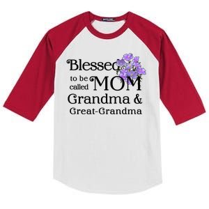 Blessed To Be Called Mom Grandma & Great Grandma Kids Colorblock Raglan Jersey