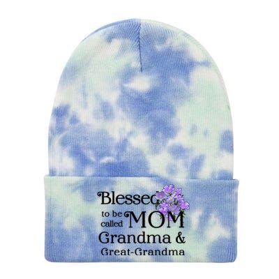 Blessed To Be Called Mom Grandma & Great Grandma Tie Dye 12in Knit Beanie