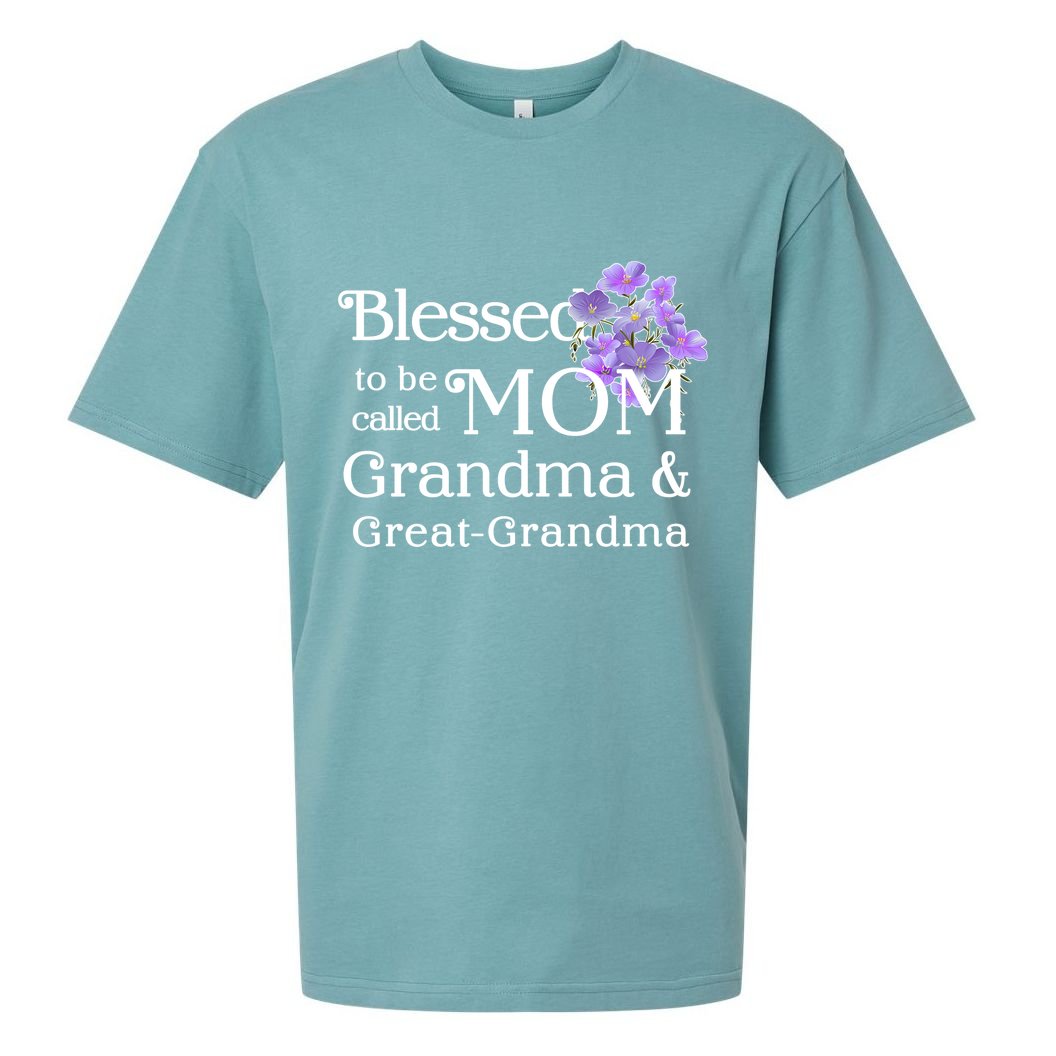 Blessed To Be Called Mom Grandma & Great Grandma Sueded Cloud Jersey T-Shirt