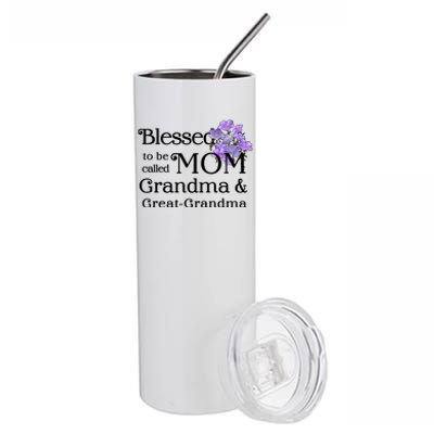 Blessed To Be Called Mom Grandma & Great Grandma Stainless Steel Tumbler