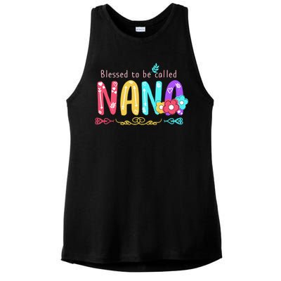 Blessed To Be Called Nana Cute Floral  Ladies PosiCharge Tri-Blend Wicking Tank