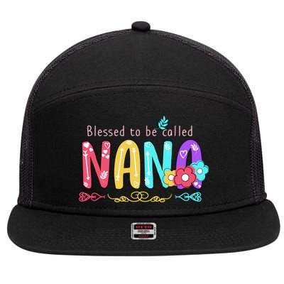 Blessed To Be Called Nana Cute Floral  7 Panel Mesh Trucker Snapback Hat