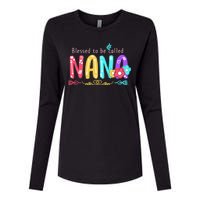 Blessed To Be Called Nana Cute Floral  Womens Cotton Relaxed Long Sleeve T-Shirt