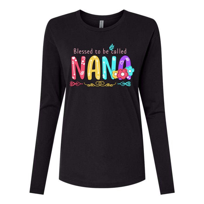 Blessed To Be Called Nana Cute Floral  Womens Cotton Relaxed Long Sleeve T-Shirt