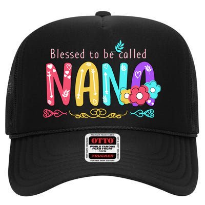 Blessed To Be Called Nana Cute Floral  High Crown Mesh Back Trucker Hat