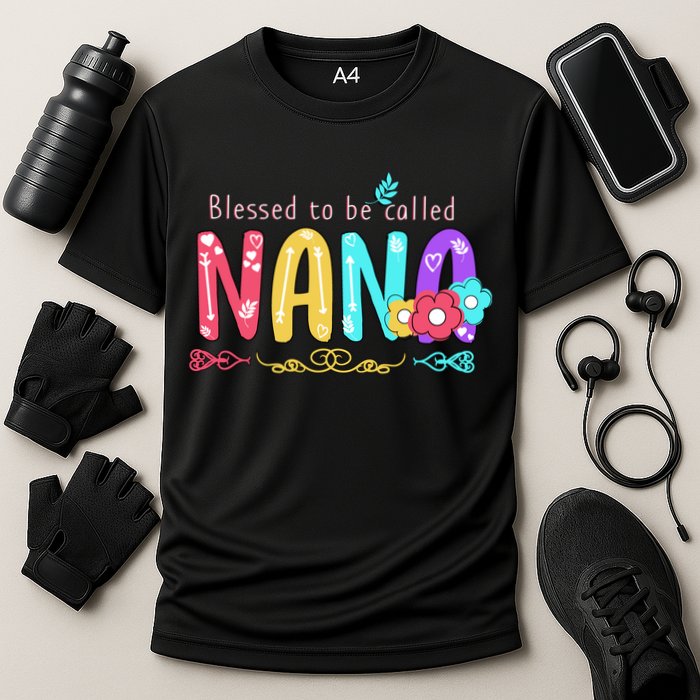 Blessed To Be Called Nana Cute Floral  Cooling Performance Crew T-Shirt