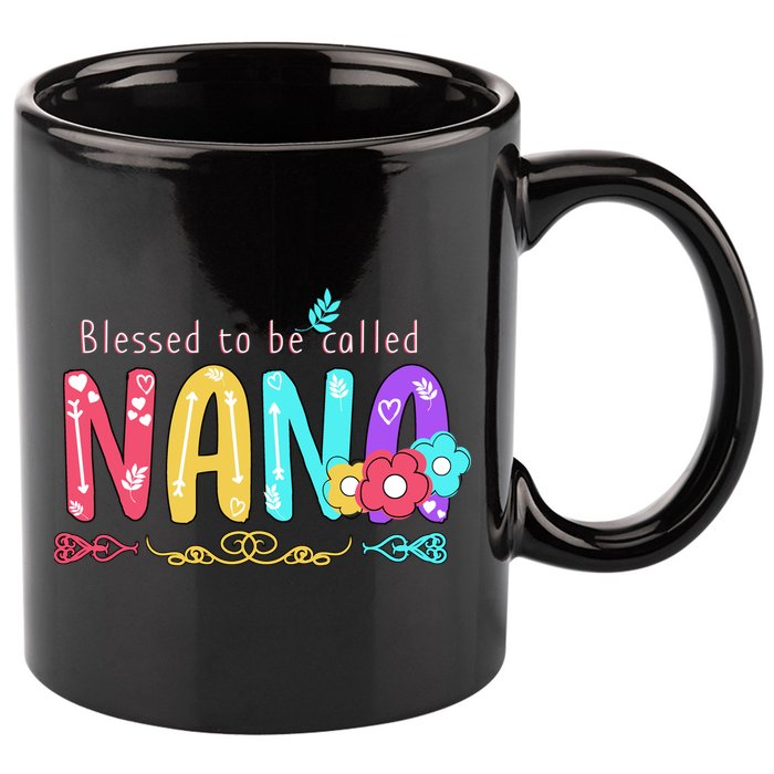 Blessed To Be Called Nana Cute Floral  11oz C Handle Ceramic Mug
