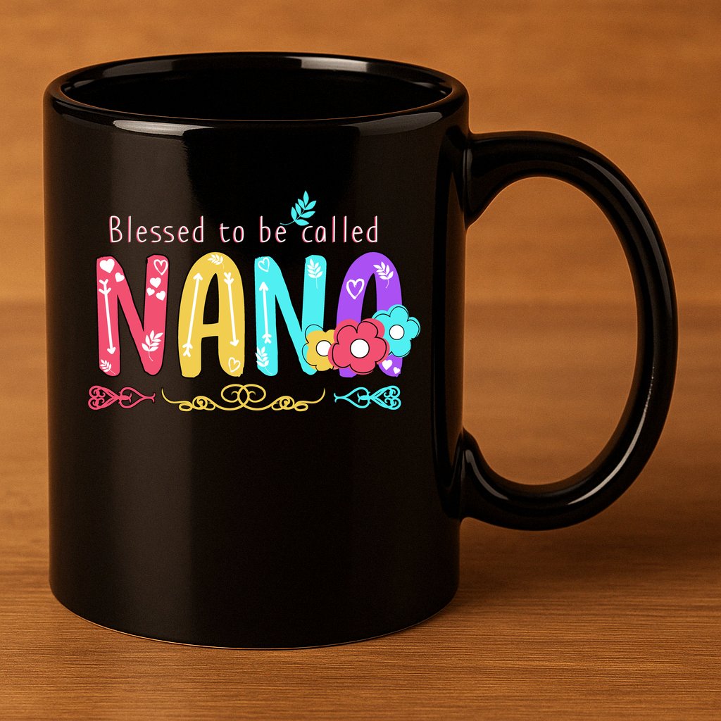 Blessed To Be Called Nana Cute Floral  11oz C Handle Ceramic Mug
