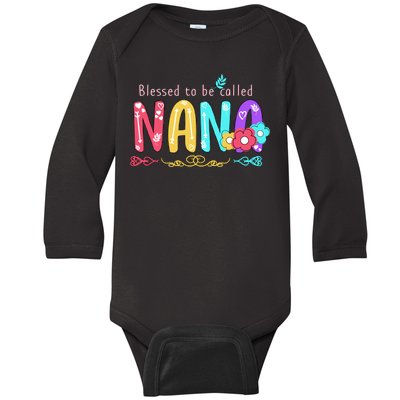 Blessed To Be Called Nana Cute Floral  Baby Long Sleeve Bodysuit