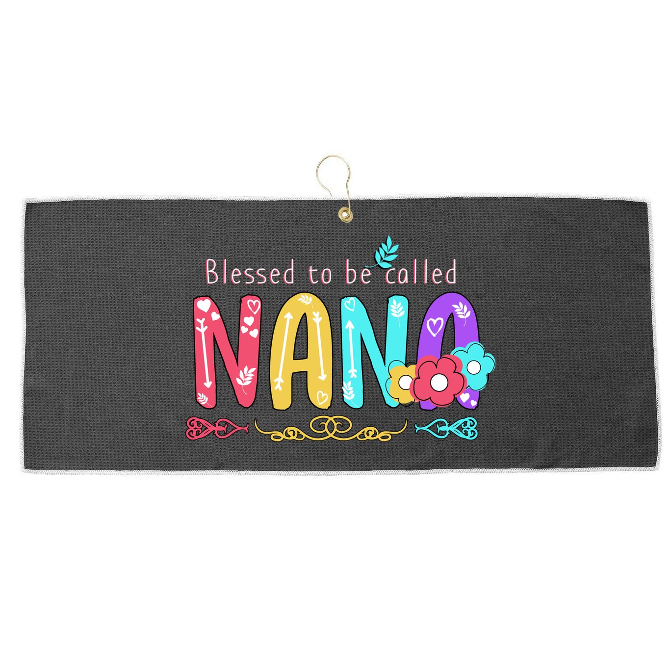 Blessed To Be Called Nana Cute Floral  Large Microfiber Waffle Golf Towel