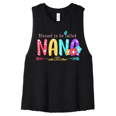 Blessed To Be Called Nana Cute Floral  Women's Racerback Cropped Tank