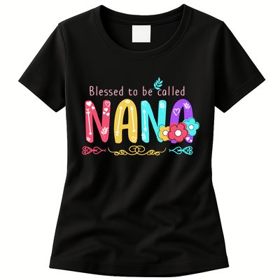 Blessed To Be Called Nana Cute Floral  Womens T-Shirt
