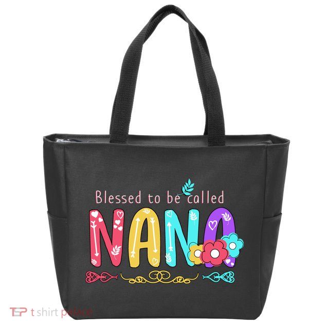 Blessed To Be Called Nana Cute Floral  Zip Tote Bag