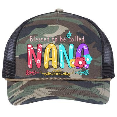 Blessed To Be Called Nana Cute Floral  Retro Rope Trucker Hat Cap