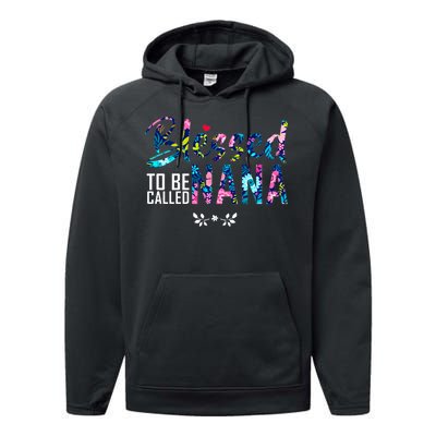 Blessed To Be Called Nana Flower Performance Fleece Hoodie