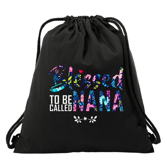 Blessed To Be Called Nana Flower Drawstring Bag