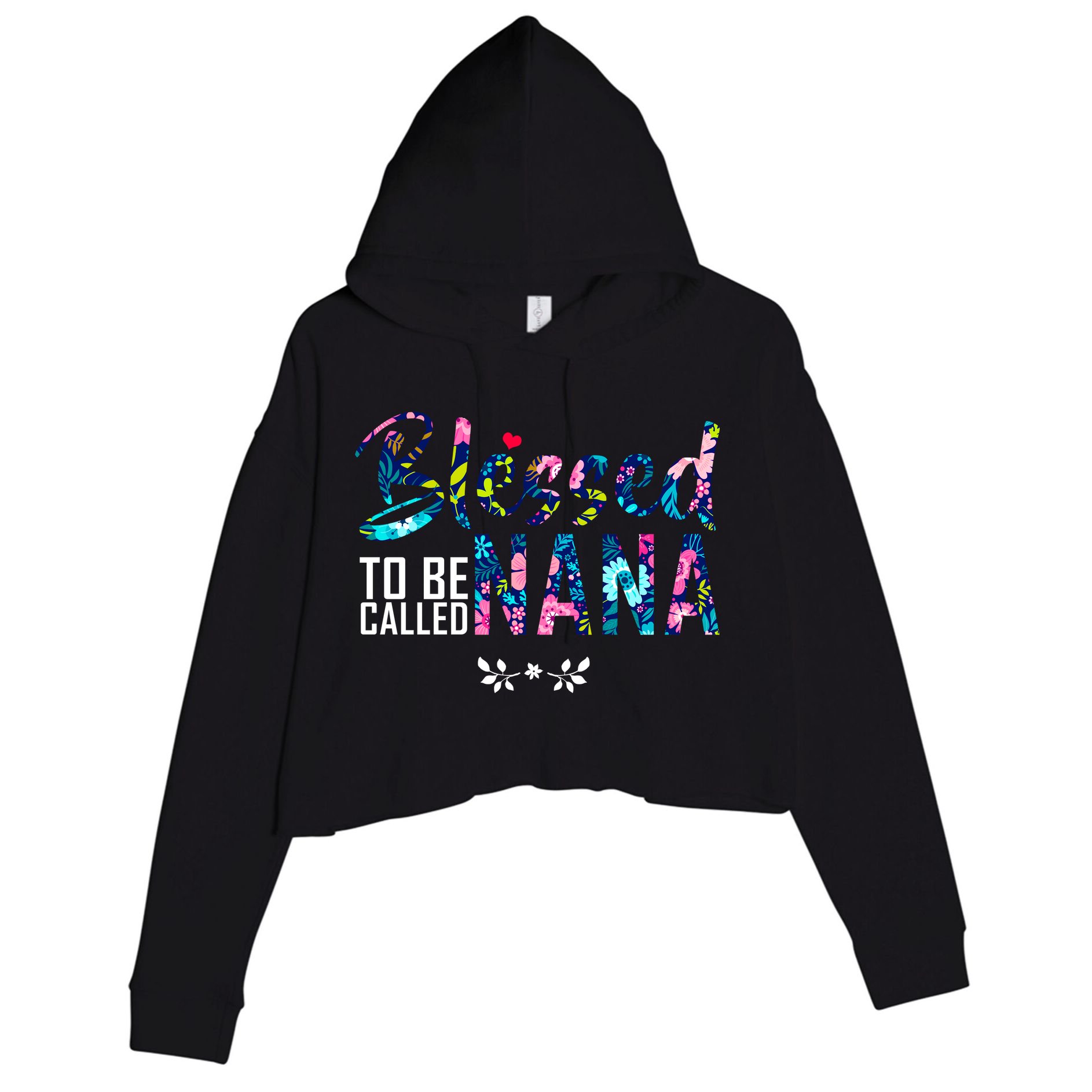 Blessed To Be Called Nana Flower Crop Fleece Hoodie