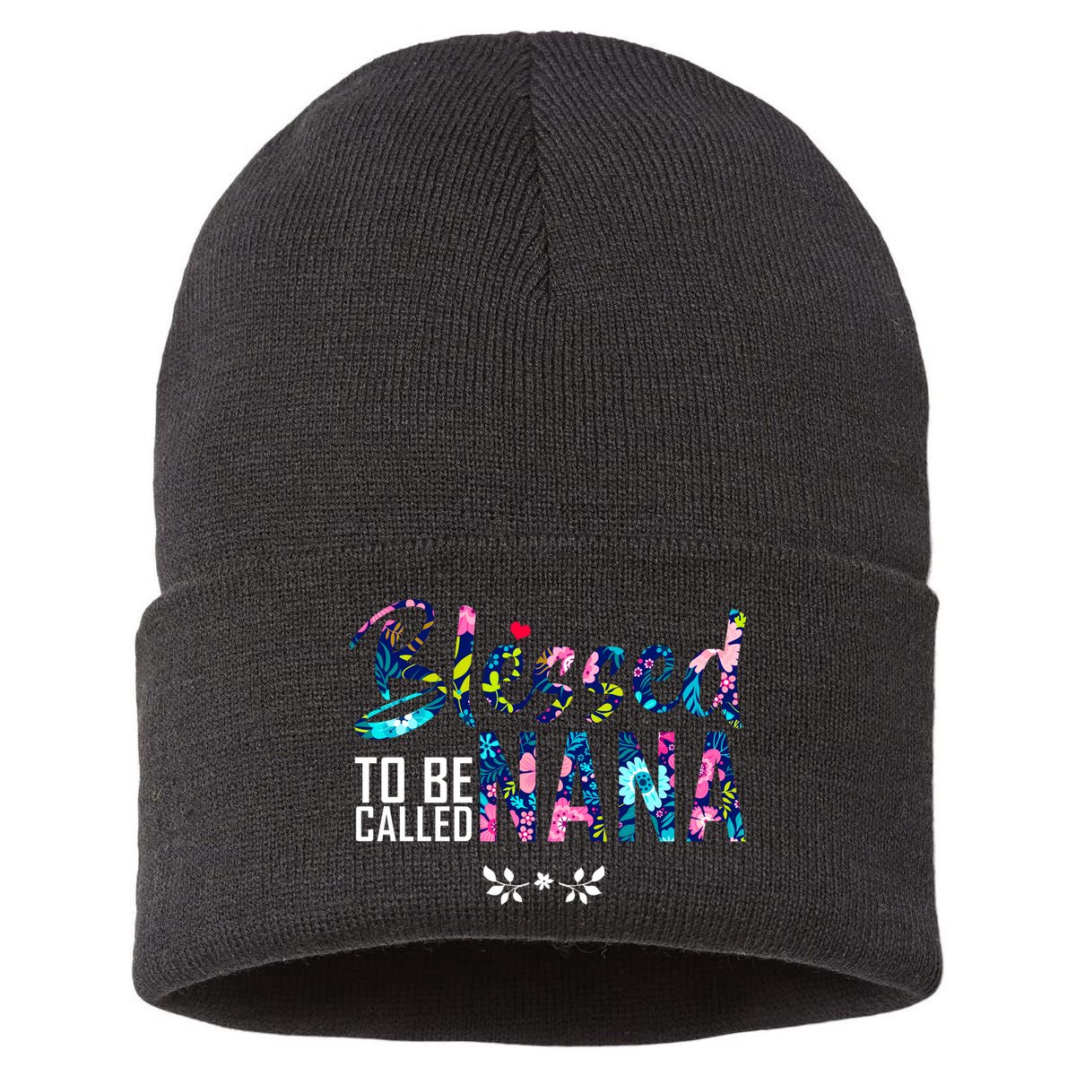 Blessed To Be Called Nana Flower Sustainable Knit Beanie