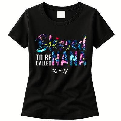 Blessed To Be Called Nana Flower Womens T-Shirt