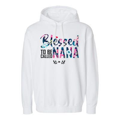 Blessed To Be Called Nana Flower Garment-Dyed Fleece Hoodie