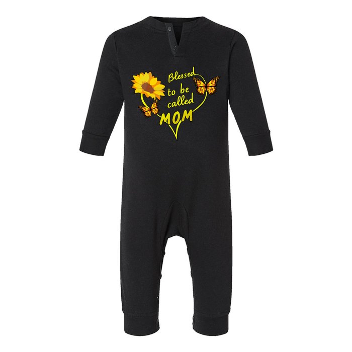 Blessed To Be Mom Butterfly Sun Floral  Infant Fleece One Piece