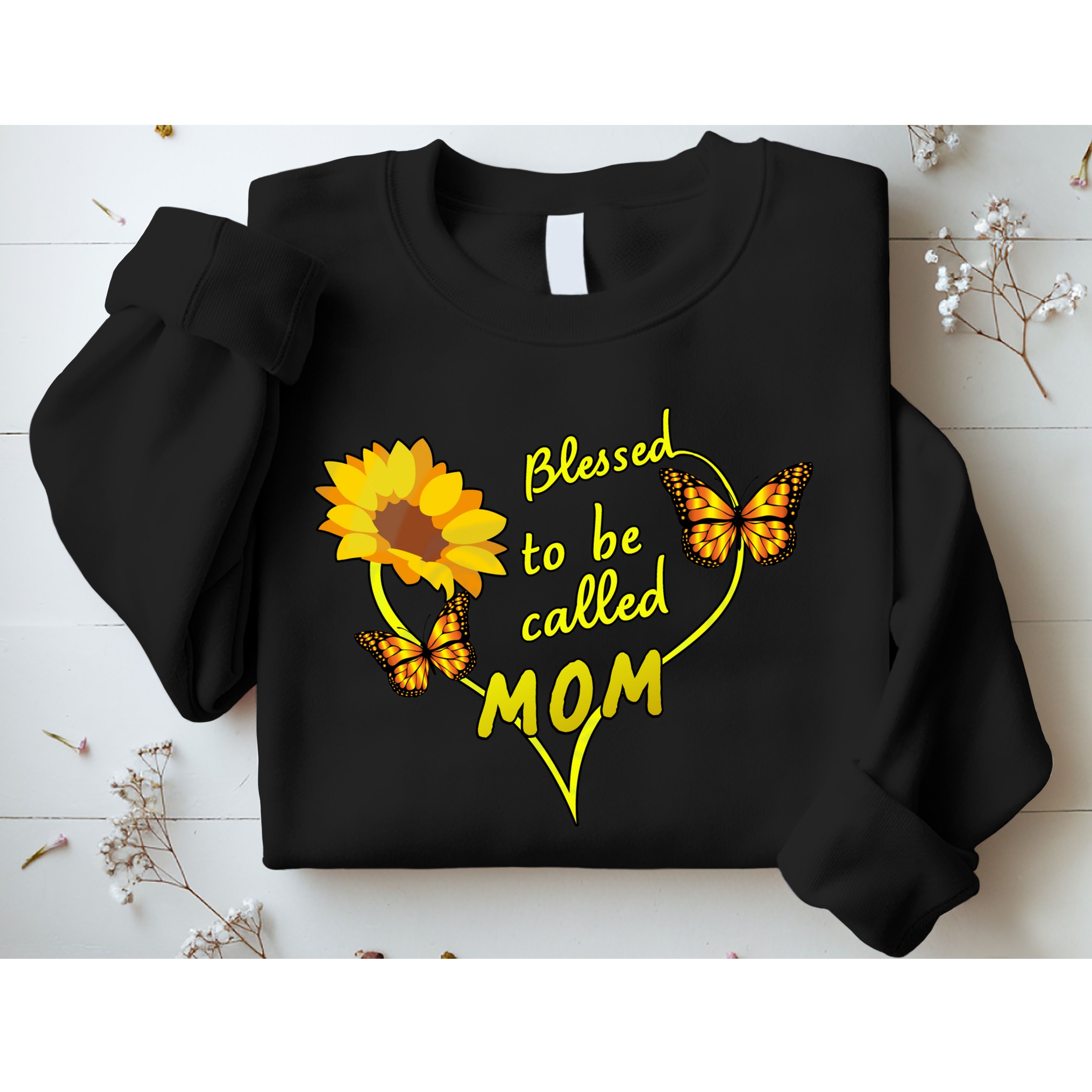 Blessed To Be Mom Butterfly Sun Floral  Sweatshirt