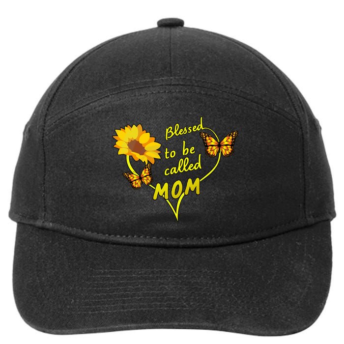 Blessed To Be Mom Butterfly Sun Floral  7-Panel Snapback Hat