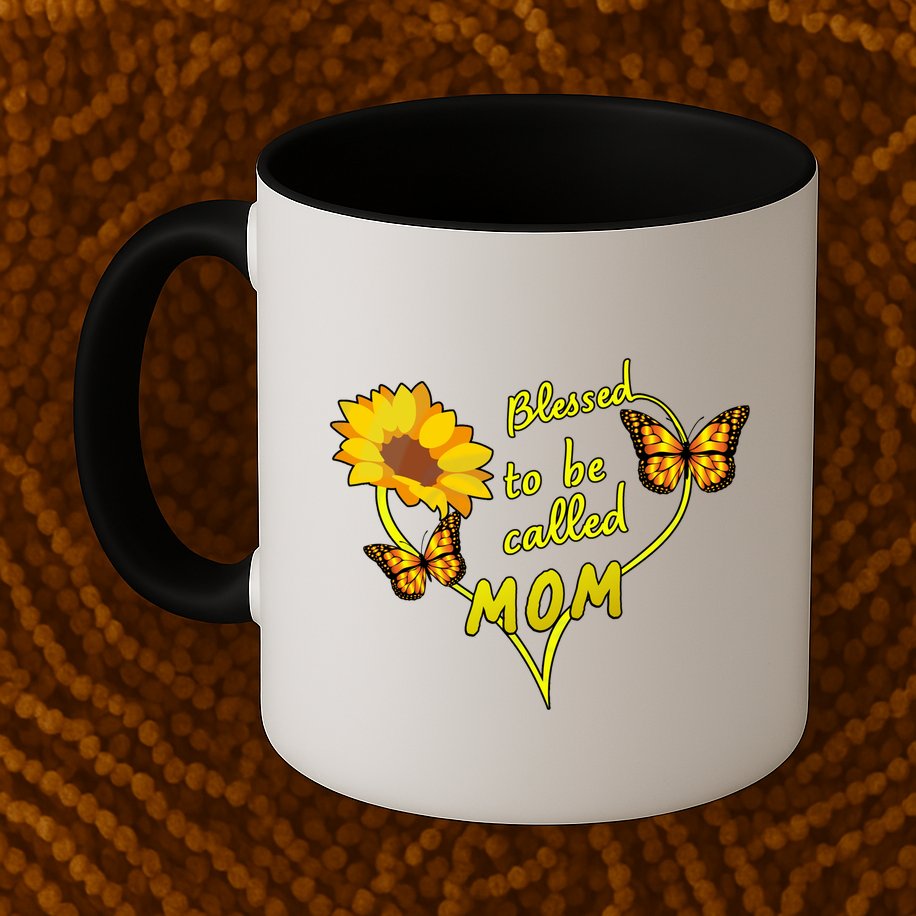 Blessed To Be Mom Butterfly Sun Floral  Mug