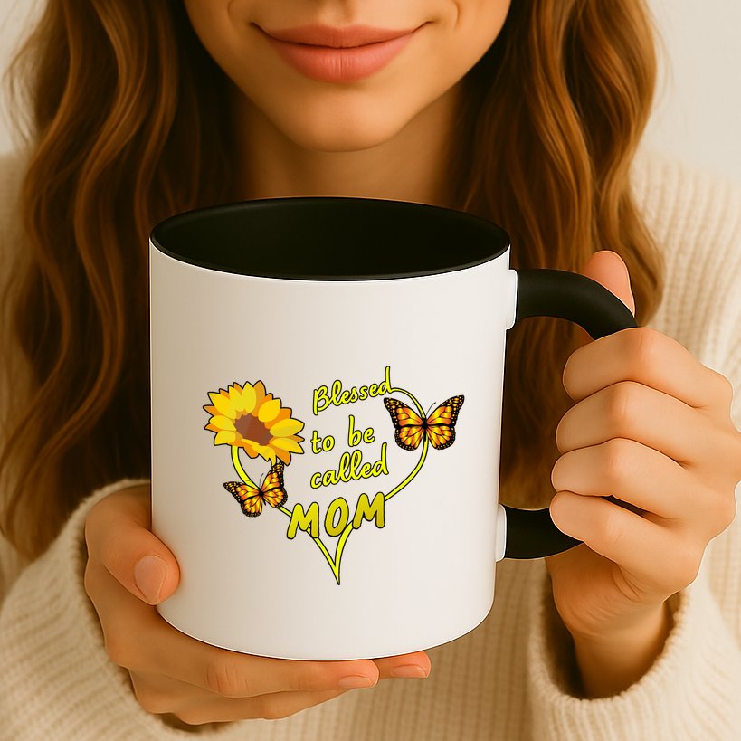 Blessed To Be Mom Butterfly Sun Floral  Mug