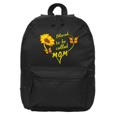 Blessed To Be Mom Butterfly Sun Floral  16 in Basic Backpack
