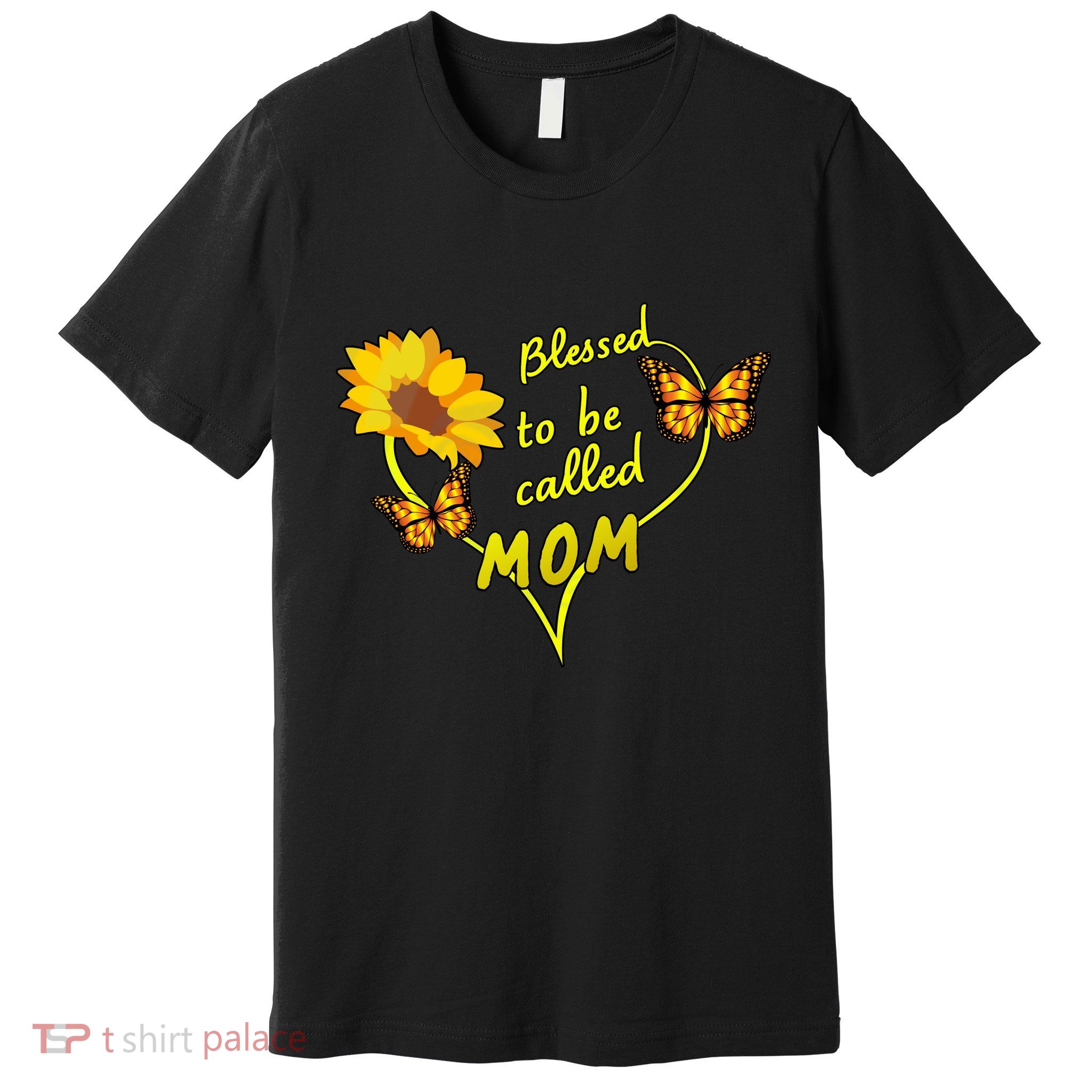 Blessed To Be Mom Butterfly Sun Floral  Premium T-Shirt