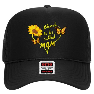 Blessed To Be Mom Butterfly Sun Floral  Trucker Hat