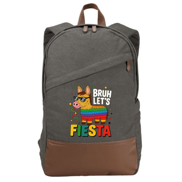 Bruh Lets Fiesta Cinco Mayo Pinata Funny Cotton Canvas Backpack