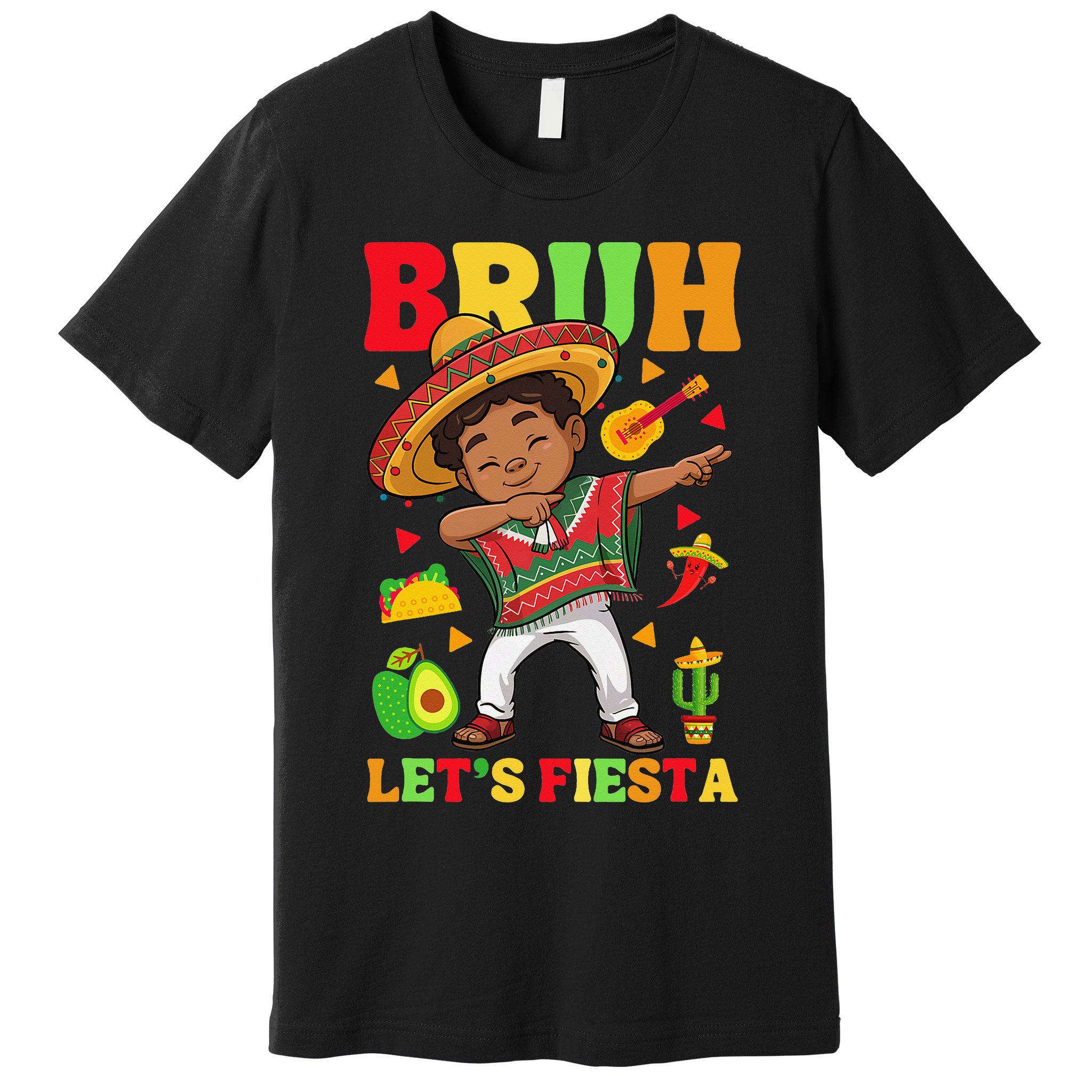 Bruh Lets Fiestas Dabbing Mexican Poncho Cinco De Mayo Gift Premium T-Shirt