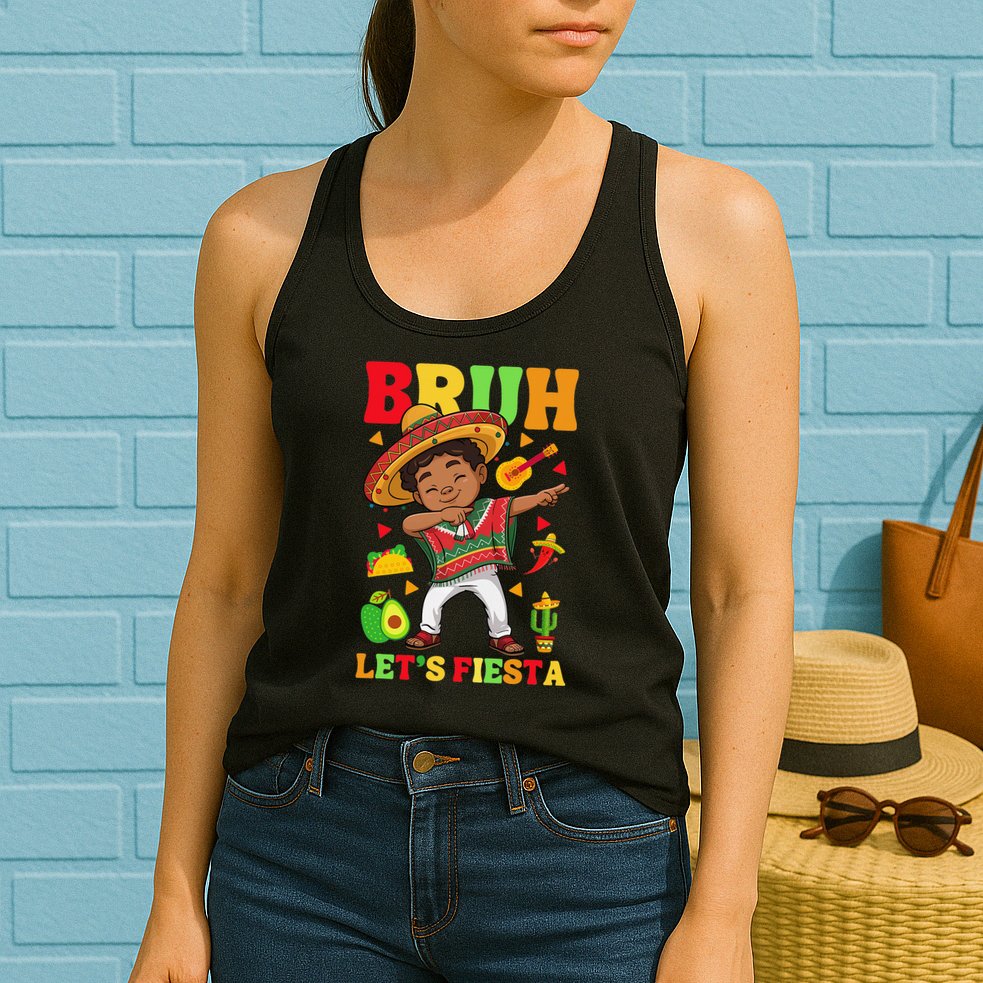 Bruh Lets Fiestas Dabbing Mexican Poncho Cinco De Mayo Gift Womens Tank Top