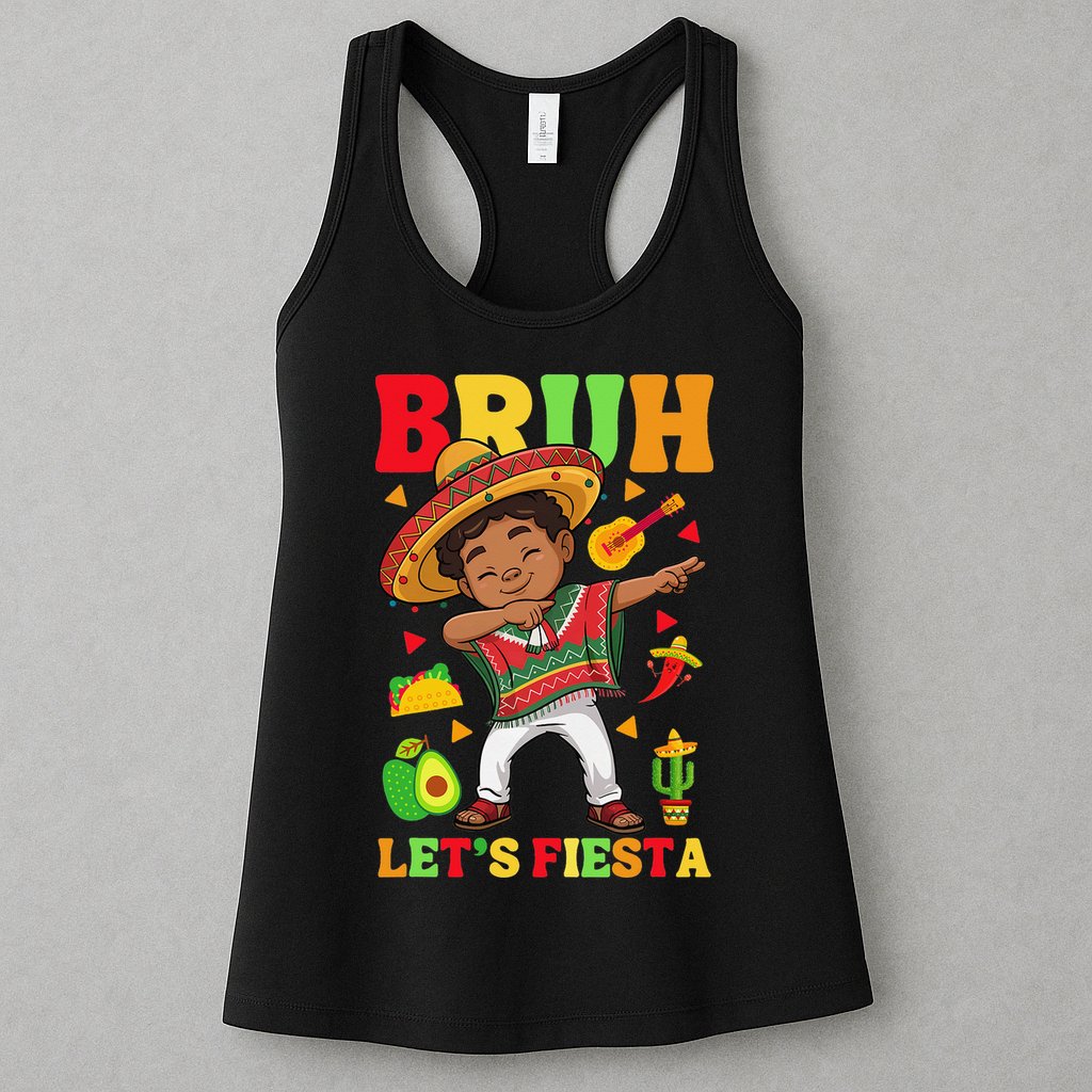 Bruh Lets Fiestas Dabbing Mexican Poncho Cinco De Mayo Gift Womens Tank Top