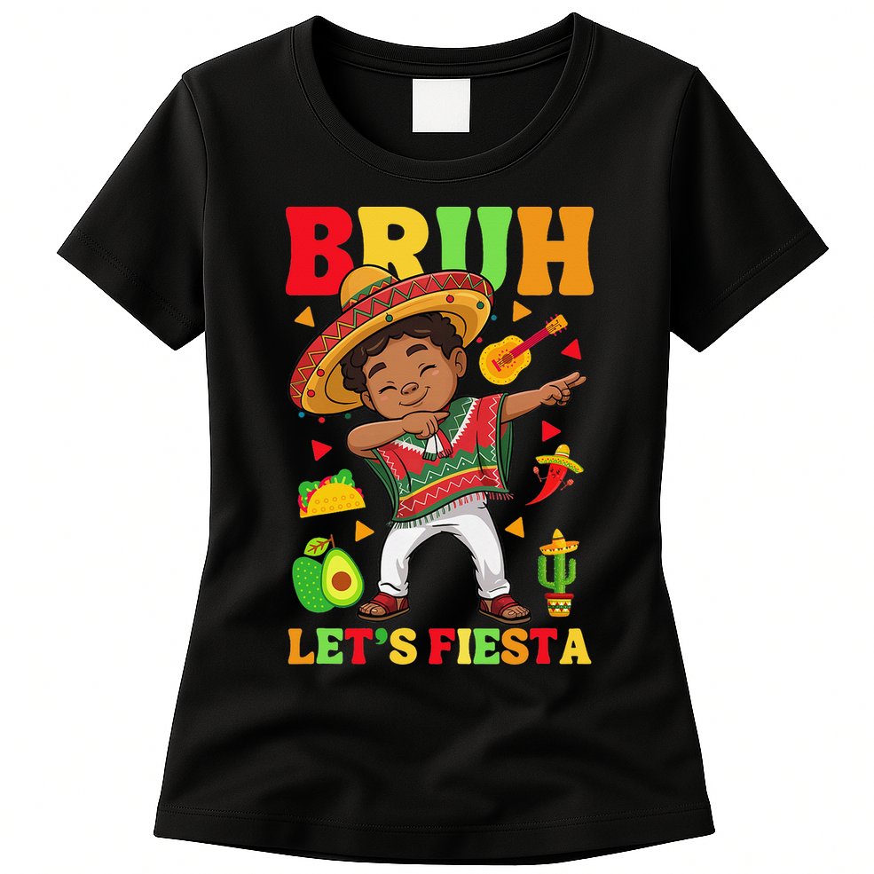 Bruh Lets Fiestas Dabbing Mexican Poncho Cinco De Mayo Gift Womens T-Shirt
