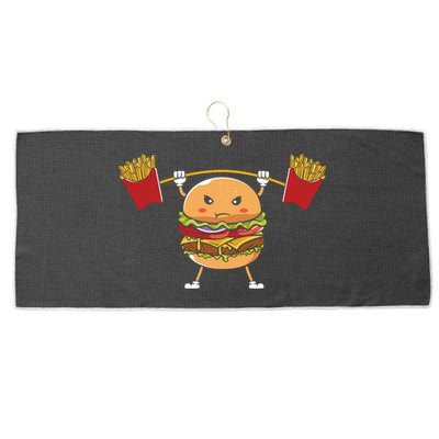 Burger Lifting Fries Funny Food Graphic Plus Size Shirt For Girl Boy Unisex Large Microfiber Waffle Golf Towel