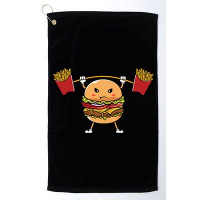 Burger Lifting Fries Funny Food Graphic Plus Size Shirt For Girl Boy Unisex Platinum Collection Golf Towel