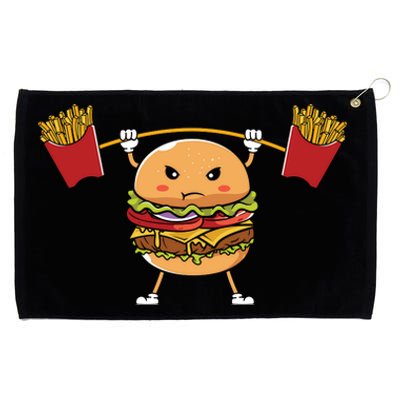 Burger Lifting Fries Funny Food Graphic Plus Size Shirt For Girl Boy Unisex Grommeted Golf Towel