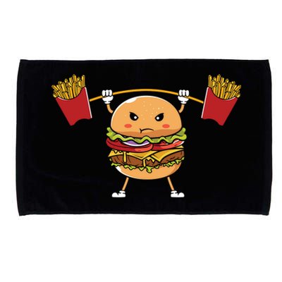 Burger Lifting Fries Funny Food Graphic Plus Size Shirt For Girl Boy Unisex Microfiber Hand Towel