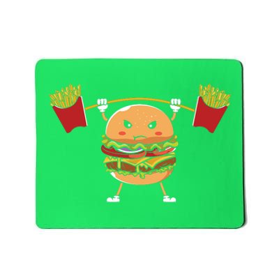 Burger Lifting Fries Funny Food Graphic Plus Size Shirt For Girl Boy Unisex Mousepad