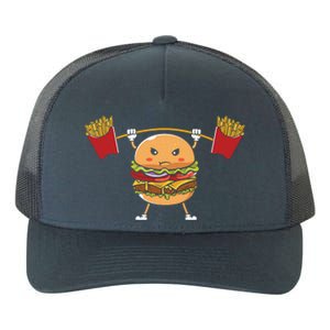 Burger Lifting Fries Funny Food Graphic Plus Size Shirt For Girl Boy Unisex Yupoong Adult 5-Panel Trucker Hat